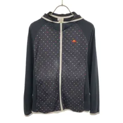 ellesse エレッセ ドット トレーニング 長袖 メッシュ ジップパーカー M ネイビー系 スポーツ レディース 古着のサムネイル