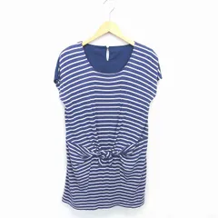 ルージュヴィフ Rouge vif ワンピース ひざ丈 ボーダー 丸首 プルオーバー 半袖 パープル ネイビー 紫 紺 /TT14のサムネイル