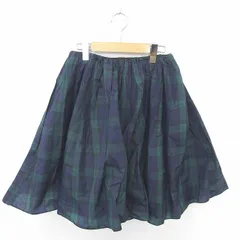 ラグナムーン LagunaMoon スカート ひざ丈 フレア チェック ナイロン 薄手 M 紺 緑 ネイビー グリーン /TT29のサムネイル