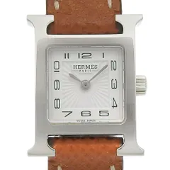 【本物保証】 箱・保付 新品同様 エルメス HERMES Ｈウォッチ ミニ H1.110 □P刻印 白文字盤 SS/レザー 縦約24mm×横約17mmレディース 時計のサムネイル