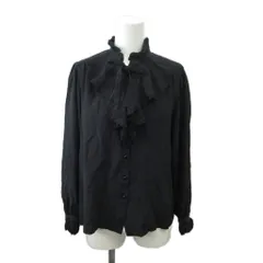 ニナリッチ NINA RICCI 長袖ブラウス トップス 絹 シルク 11 黒 ブラック フリル 長袖 スタンドカラー ECA007 /SH ■ECA007のサムネイル