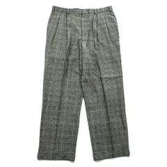Brooks Brothers グレンチェック スラックス パンツ L グレー ワイド タック プリーツ ダブルカフス サスペンダーボタンのサムネイル