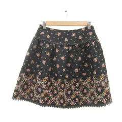 シンシアローリー CYNTHIA ROWLEY フレアスカート ミニ丈 2 M 黒 花柄 /SY37 ■GY70のサムネイル