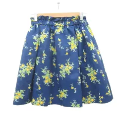 シンシアローリー CYNTHIA ROWLEY フレアスカート ひざ丈 2 M 紺 花柄 /SY39 ■GY70のサムネイル