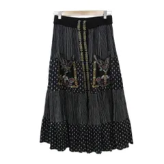 ザラウーマン ZARA WOMAN フレアスカート ボタンダウスカート XS 黒 ブラック オフホワイト 花柄刺繍 ストライプ柄 ロング丈 マキシ丈 /HO4 ■GY70のサムネイル