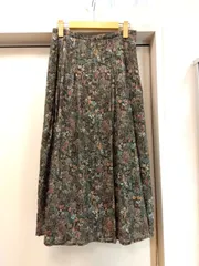 M7  スキャパ  SCAPA  スカート  ３８  茶系 フラワーボタニカルプリント  ロングスカート  晩夏  初秋  手洗い可  軽やかのサムネイル
