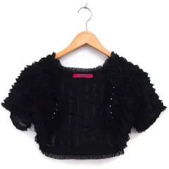 ドーリーガールバイアナスイ DOLLY GIRL by ANNA SUI フリル ボレロ シフォン オープン ビジュー 半袖 黒 ブラック /NT31のサムネイル