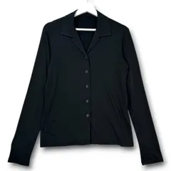ISSEY MIYAKE WHITE LABEL イッセイミヤケホワイトレーベル レーヨンストレッチシャツ オープンカラー トップス 長袖 黒 ブラック 3 レディース 通年 ゴーゴー古着久喜倉庫店 1 No.2874のサムネイル