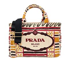 PRADA プラダ カナパ　キャンバス マルチカラー 2WAYショルダーバッグ アイボリー (30142)