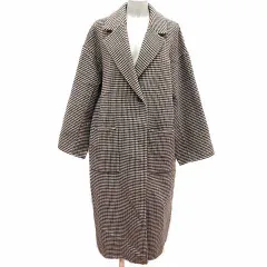 アダムエロペ Adam et Rope' AER チェスターコート 千鳥格子 38 M 茶 ブラウン アイボリー 白 ホワイト /YKのサムネイル
