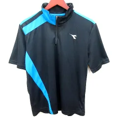 ディアドラ DIADORA ポロシャツ 半袖 ハーフジップ L 黒 ブラック /RTのサムネイル