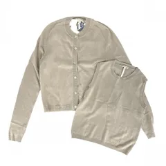 【大決算】 エルメス セット レディース カーディガン ノースリーブ マルジェラ期 魚 アパレル 服  HERMES XS ベージュ  麻   春 夏【中古品】のサムネイル