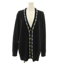 エトロ ETRO ニットカーディガン Vネック 長袖 ロゴ刺繍 カシミヤ混 40 黒 ブラック 青 ブルー /YTのサムネイル