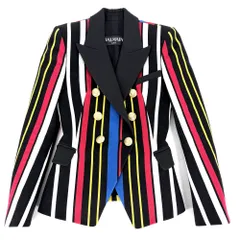 【大決算】 バルマン テーラードジャケット レディース アウター アパレル 服 BALMAIN 34 ブラック 黒 マルチカラー ゴールド金具 コットン   【中古品】のサムネイル