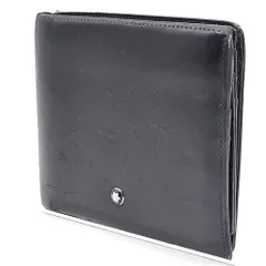 Montblanc モンブラン レザー ２つ折り財布 ブラック 小銭入れ付き ウォレット コンパクト 財布 ロゴ 本革 メンズ レディース ビジネス シンプル エレガント スペイン製のサムネイル