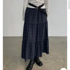 月詠イクトSTOREチェックフレアティアードロング丈スカートのサムネイル
