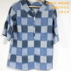 BRICK HOUSE 半袖ブラウス 綿100% Lサイズ パッチワーク風 ブリックハウス #26-0285のサムネイル