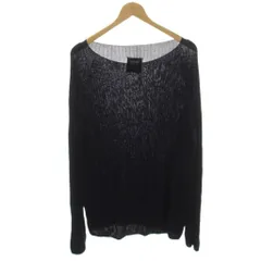 ヨウジヤマモト YOHJI YAMAMOTO RAGNE KIKAS リブニット カットソー 薄手 長袖 絹 シルク混 ボートネック 2 青 ブルー 黒 ブラック NG-K21-280 /HNのサムネイル