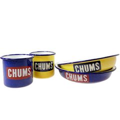 CHUMS 챠무스 CHUMS 참무스 보트 로고 법랑 법랑 머그잔 플레이트 블루 x 옐로우 2 세트