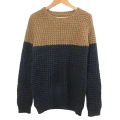 ベルシュカ Bershka ニット セーター 長袖 プルオーバー ウール混 厚手 バイカラー S 170/88A ネイビー ブラウン /Xのサムネイル