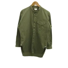 バグッタ Bagutta ウォッシュドコットンツイルソリッドバンドカラーロングシャツ カーキ 長袖 胸ポケット /KK ■GY69のサムネイル