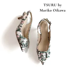 ◆美品◆ TSURU by Mariko Oikawa フラワープリント バックル ミュール パンプス ポインテッドトゥ スリングバック 花柄 ボタニカル 35 ツルバイマリコオイカワ A142のサムネイル