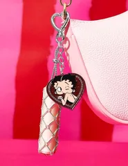 Betty Boop　ベティちゃん　キーホルダー　リップホルダー　シルバー　ラインストーン　ベティブープ　リップケース　バッグチャーム　キーチャーム　バッグアクセサリー　スクバキーホルダー　可愛い　アメコミ　キャラクター　レトロ　ギフト　プレゼント　海外製品のサムネイル