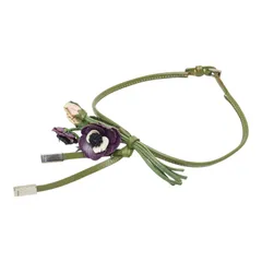 プラダ フラワー 花 モチーフ チョーカー ネックレス ブレスレット パープル アイボリ グリーン レザー レディース PRADA【1-0280379】のサムネイル