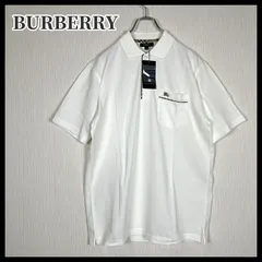 【未使用・タグ付】 BURBERRY（バーバリー） ポロシャツ ノバチェック ホースロゴ刺繍 コットン 白のサムネイル