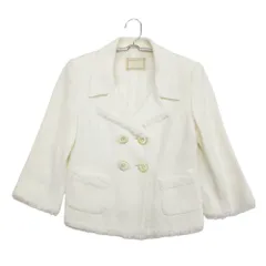 FOXEY BOUTIQUE フォクシー ブティック ツイード ダブル テーラードジャケット ブレザー フリンジ 29768 ホワイト 38 レディース 【中古】のサムネイル