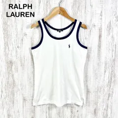 00s Polo by Ralph Lauren ポロバイラルフローレン ポニーロゴ刺繡 リンガータンクトップ ホワイト y2kのサムネイル