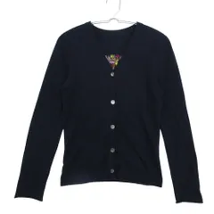 Lucien Pellat-Finet ルシアンペラフィネ カーディガン カシミヤ100％ ピースマーク トップス Vネック ネイビー S【S】 レディース 【中古】のサムネイル