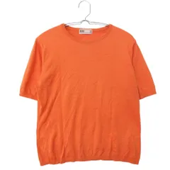 DAKS ダックス 半袖Ｔシャツ プルオーバー カットソー 無地 切替 リブ ストレート クルーネック 刺繍 ブランド ロゴ ショート丈 オレンジ L【L】 レディース 【中古】のサムネイル