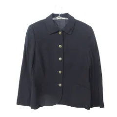 Aquascutum アクアスキュータム テーラードジャケット ウール100％ クロップドジャケット ショートジャケット 裏地付き レギュラーカラー フォーマル 無地 シングル ネイビー レディース 【中古】のサムネイル
