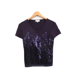 トラサルディ TRUSSARDI カットソー Tシャツ 半袖 チュール スパンコール 38 パープル 紫 /KT16のサムネイル
