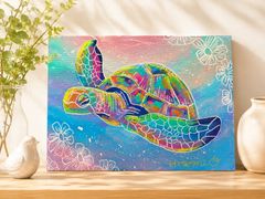 F3号】【2025年制作】【キリン 全身】キャンバス 原画 絵画 動物画