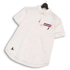 【新品 未使用】 Design Tshirts Store graniph グラニフ ビューティフルシャドー★ 半袖 刺繍 BD シャツ Sz.L メンズ 白のサムネイル