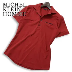 MICHEL KLEIN HOMME ミッシェルクラン オム 春夏★ 半袖 シアサッカー スリム ポロシャツ 日本製 Sz.48 メンズのサムネイル