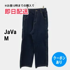 JaVa ジャバ デニムパンツ M ネイビー フルレングス 無地 ワンポイント スタンダード ストレート レギュラー リジッド・ワンウォッシュ レディースのサムネイル