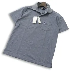 【新品 未使用】 MICHIKO LONDON ミチコロンドン 春夏★ 半袖 ハーフジップ ストライプ ポロシャツ Sz.M メンズ 紺のサムネイル