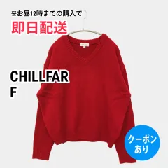 CHILLFAR チルファー ニット/セーター F レッド ニット 無地 ミドル丈 長袖 Vネック レディースのサムネイル