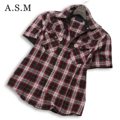 A.S.M アトリエサブ メン 春夏★ 半袖 チェック スリム ウエスタン シャツ 日本製 Sz.48 メンズ ASMのサムネイル