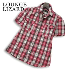 LOUNGE LIZARD ラウンジリザード 春夏★ 半袖 ワーク チェック スリム シャツ 日本製 Sz.1 メンズのサムネイル
