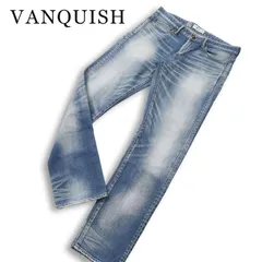 VANQUISH ヴァンキッシュ USED加工★ スキニー デニム パンツ ジーンズ Sz.34 メンズのサムネイル