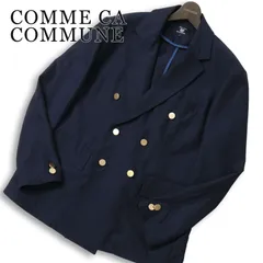 COMME CA COMMUNE コムサ コミューン 春夏 シアサッカー ストライプ 金釦 ダブル ジャケット ブレザー Sz.S メンズ 紺ブレのサムネイル