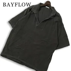 25SS★ BAYFLOW ベイフロー 春夏★ 五分袖 ウォッシュ加工 ビッグシルエット 鹿の子 スキッパー ポロシャツ Sz.4 メンズのサムネイル