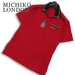【新品 未使用】 MICHIKO LONDON ミチコロンドン 春夏★ 半袖 ストライプ ロゴ刺繍 ポロシャツ Sz.L メンズのサムネイル