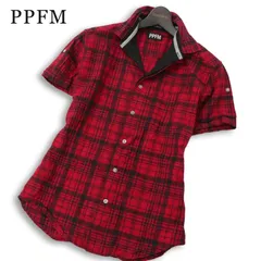 【00s★Y2K】 PPFM ペイトンプレイス 春夏★ 半袖 スリム チェック シャツ Sz.M メンズ 赤のサムネイル
