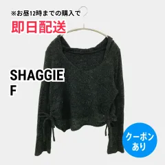 SHAGGIE シャギー ニット/セーター F ブラック ウール・ニット 無地 ショート丈 長袖 Uネック レディースのサムネイル
