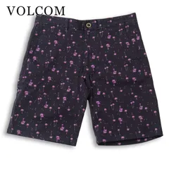 【新品 未使用】 VOLCOM ボルコム 春夏★ 総柄 パームツリー ロゴ刺繍 ストレッチ ハーフ ショート パンツ Sz.30 メンズのサムネイル